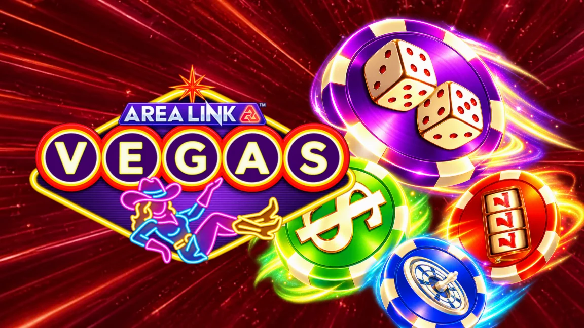 The promotional header for Area Link™ Vegas, an online slot game on Betty.ca.
