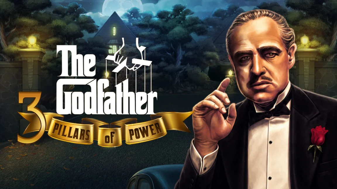 The promotional header for The Godfather: 3 Pillars of Power, an online slot game on Betty.ca.