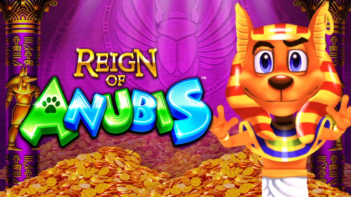 The promotional header for Reign of Anubis, an online slot game on Betty.ca.