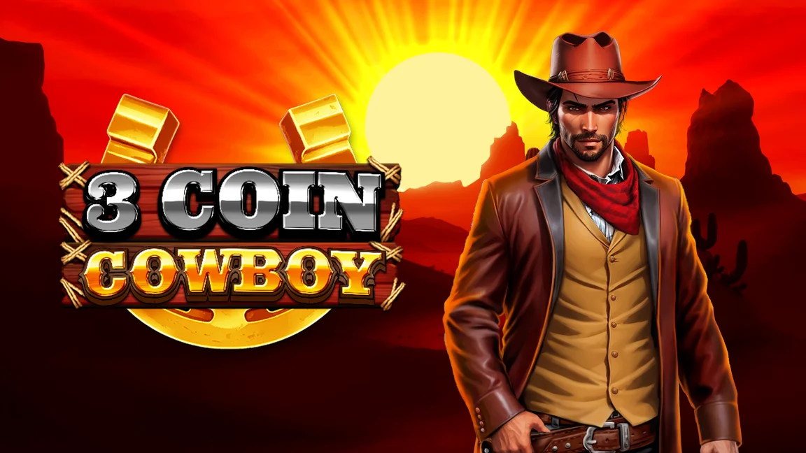 The promotional header for 3 Coin Cowboy, an online slot game on Betty.ca.