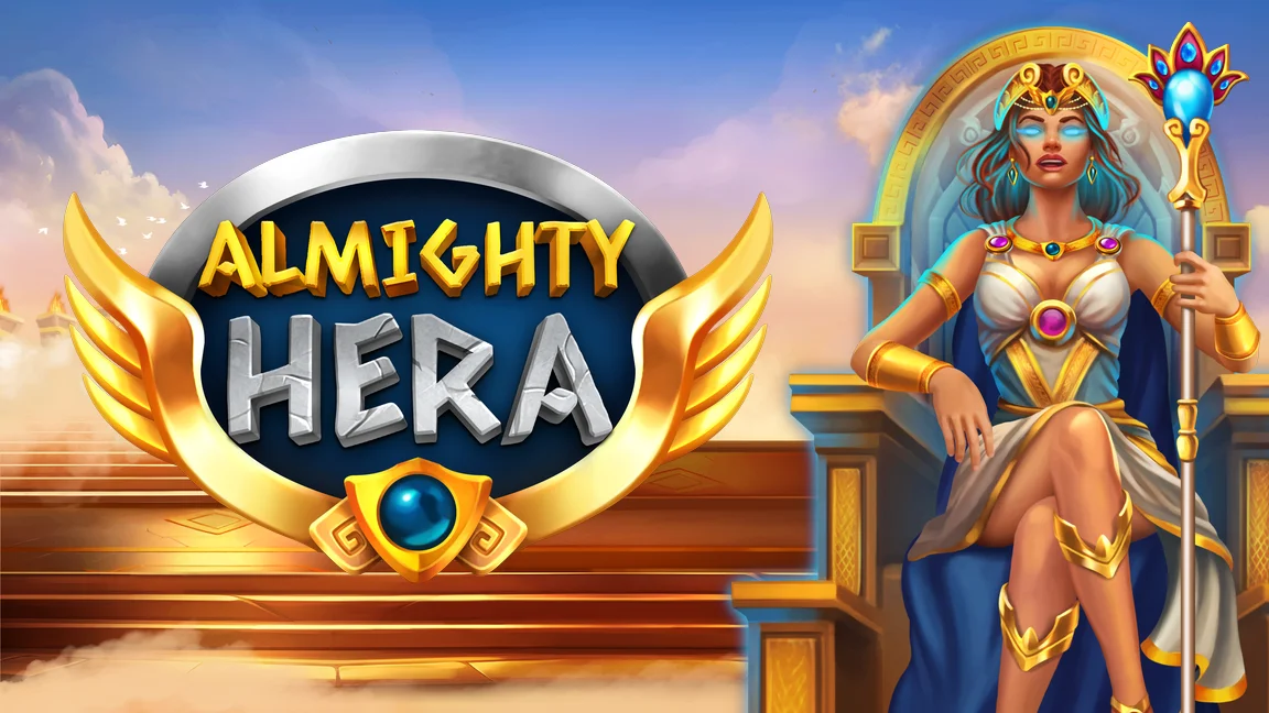 The promotional header for Almighty Hera, an online slot game on Betty.ca.