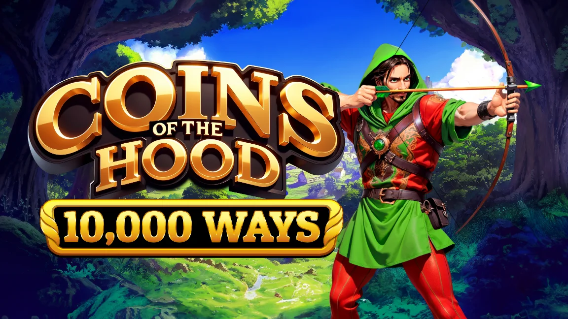 The promotional header for Coins of the Hood 10.000 Ways, an online slot game on Betty.ca.