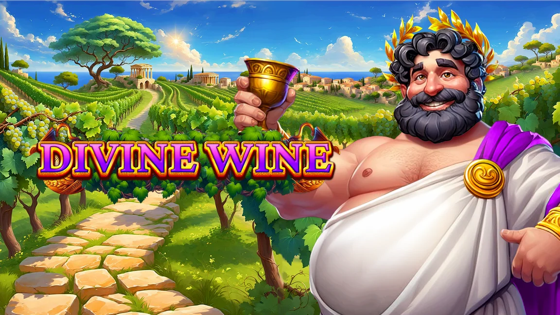 The promotional header for Divine Wine, an online slot game on Betty.ca.