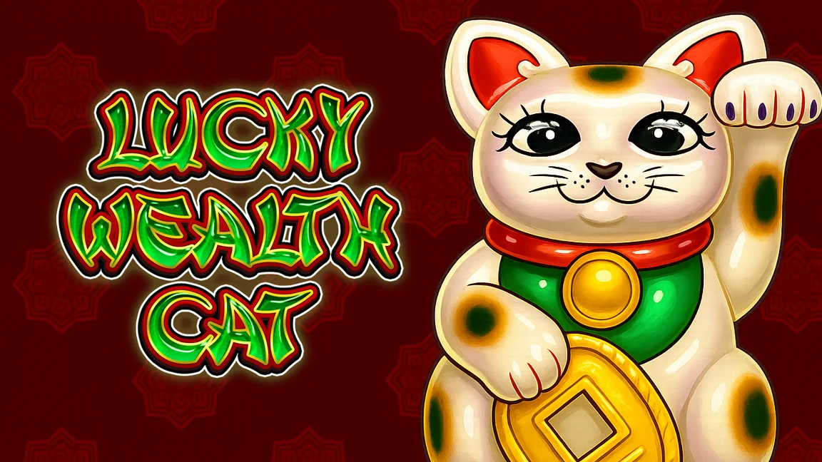 The promotional header for Lucky Wealth Cat, an online slot game on Betty.ca.