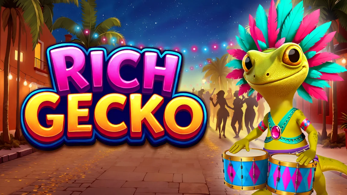 The promotional header for Rich Gecko, an online slot game on Betty.ca.