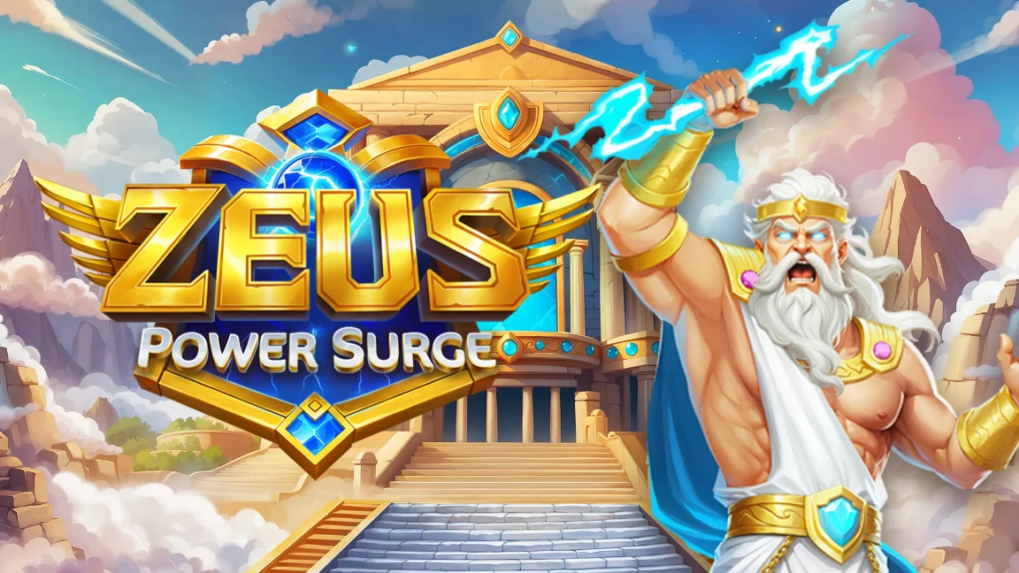The promotional header for Zeus Power Surge, an online slot game on Betty.ca.