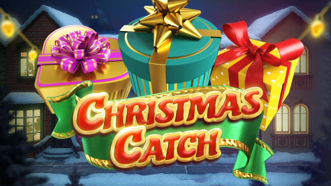 The promotional header for Christmas Catch, an online slot game on Betty.ca.