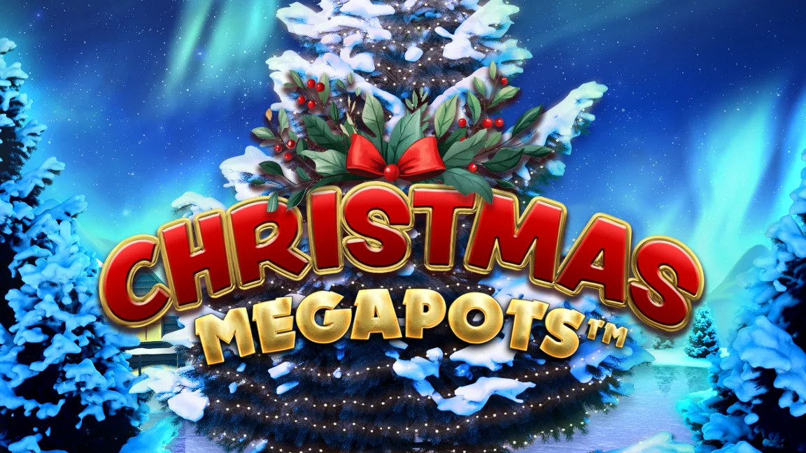 The promotional header for Christmas Megapots, an online slot game on Betty.ca.