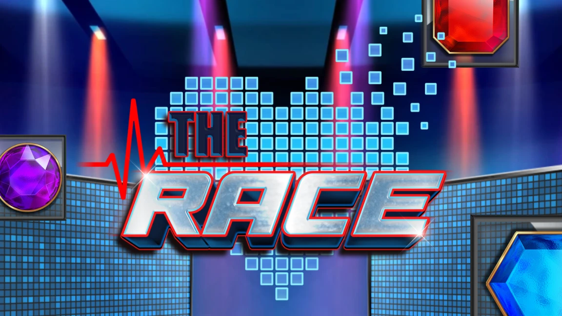 The promotional header for The Race, an online slot game on Betty.ca.