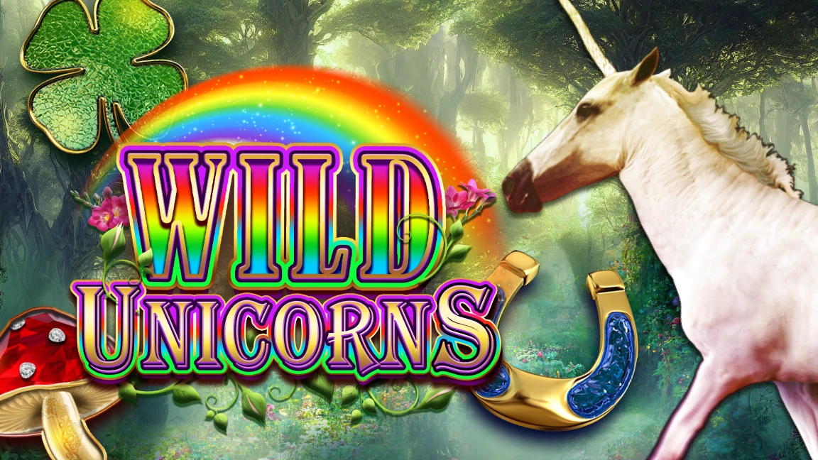 The promotional header for Wild Unicorns, an online slot game on Betty.ca.
