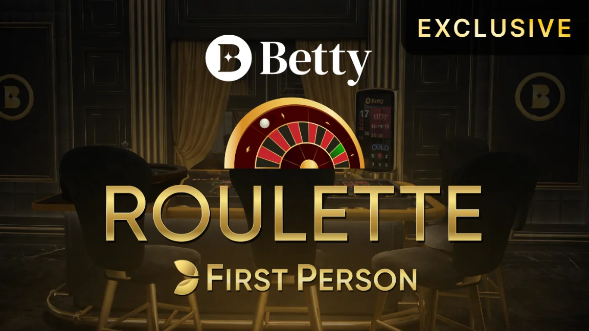 The promotional header for Betty's First Person Roulette, an online slot game on Betty.ca.