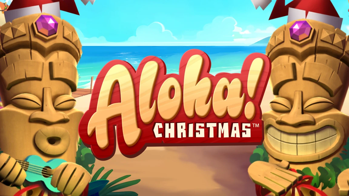 The promotional header for Aloha! Christmas™, an online slot game on Betty.ca.