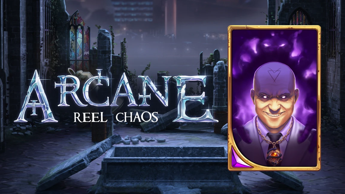 The promotional header for Arcane: Reel Chaos, an online slot game on Betty.ca.