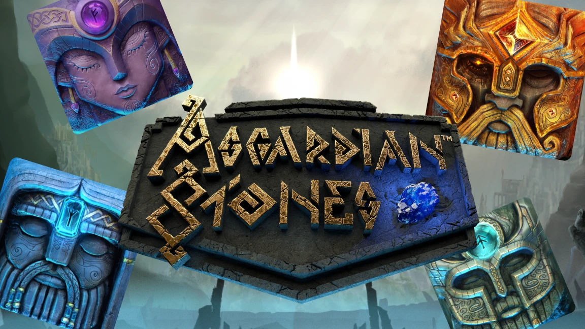 The promotional header for Asgardian Stones™, an online slot game on Betty.ca.