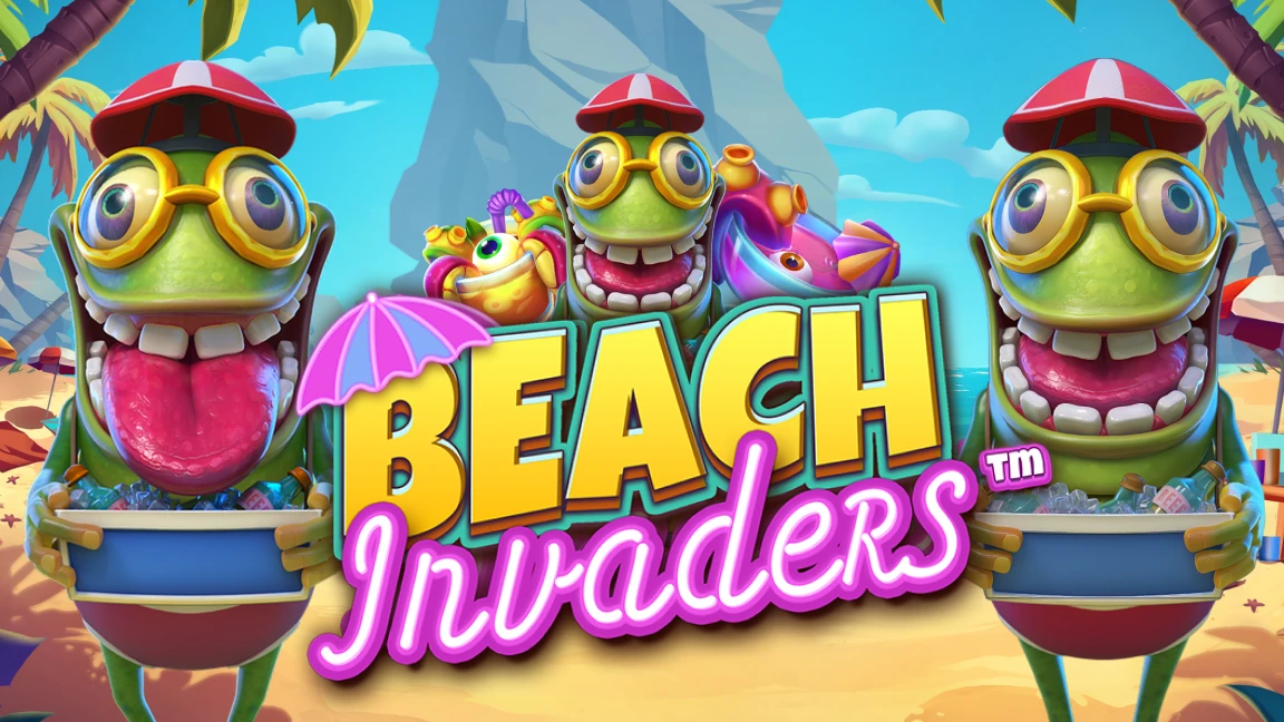 The promotional header for Beach Invaders™, an online slot game on Betty.ca.