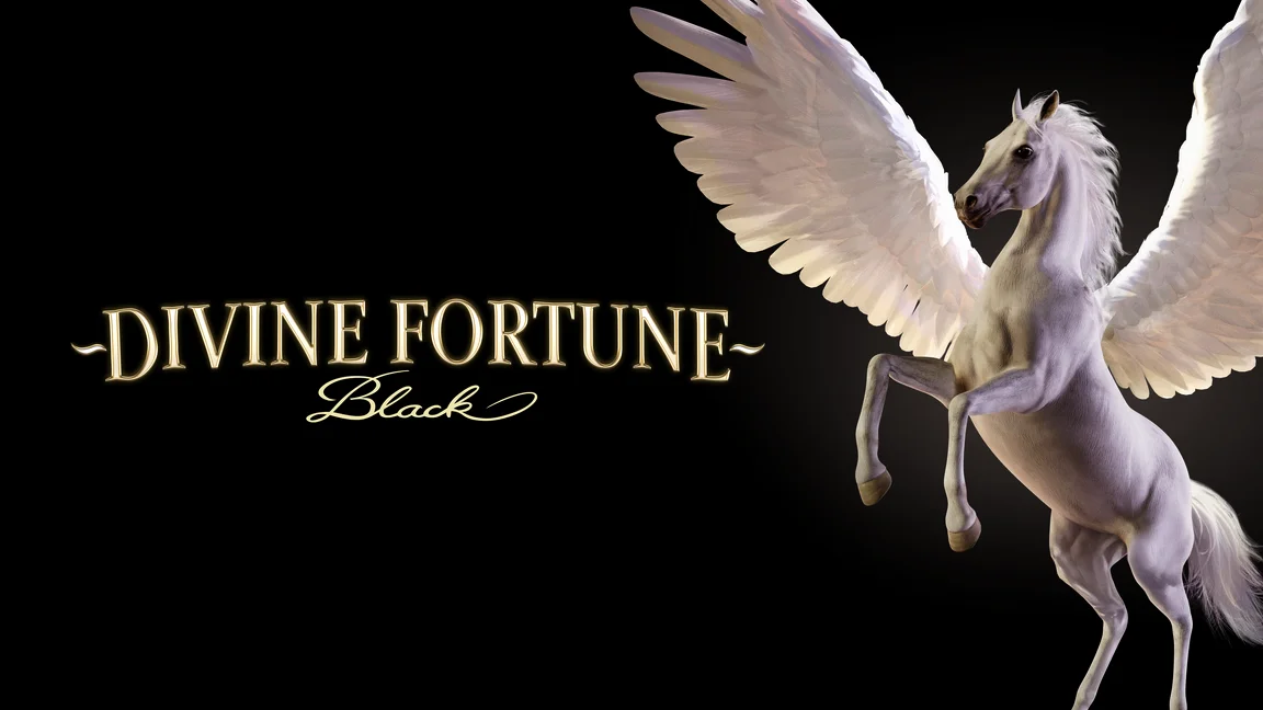 The promotional header for Divine Fortune Black, an online slot game on Betty.ca.