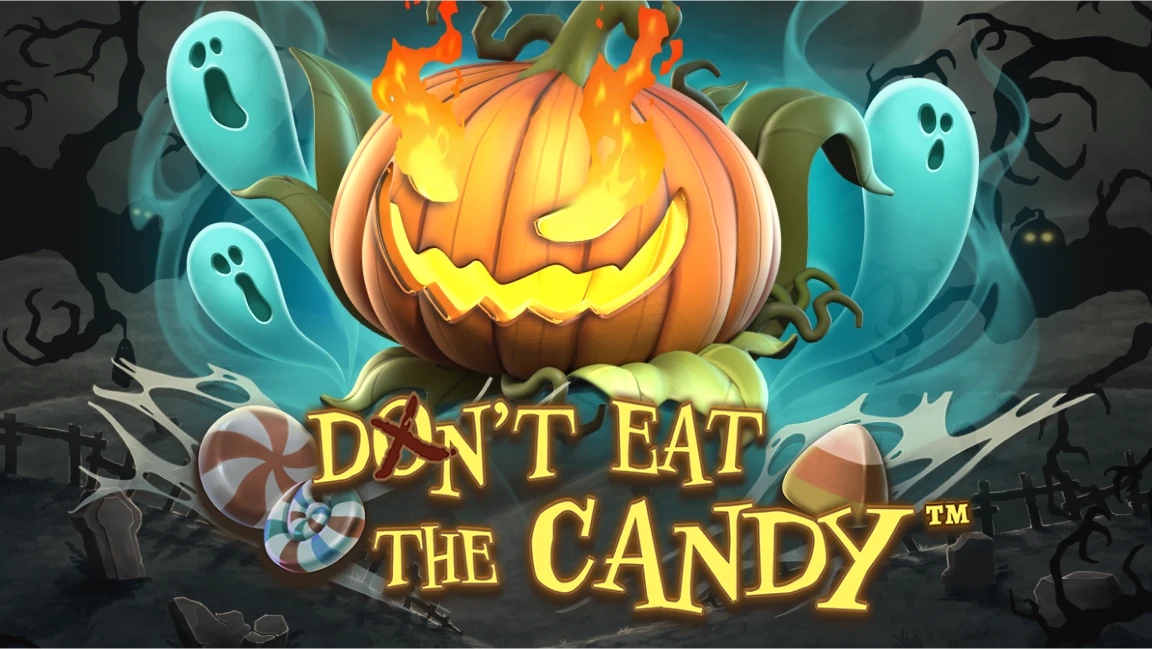 The promotional header for Don't Eat The Candy, an online slot game on Betty.ca.