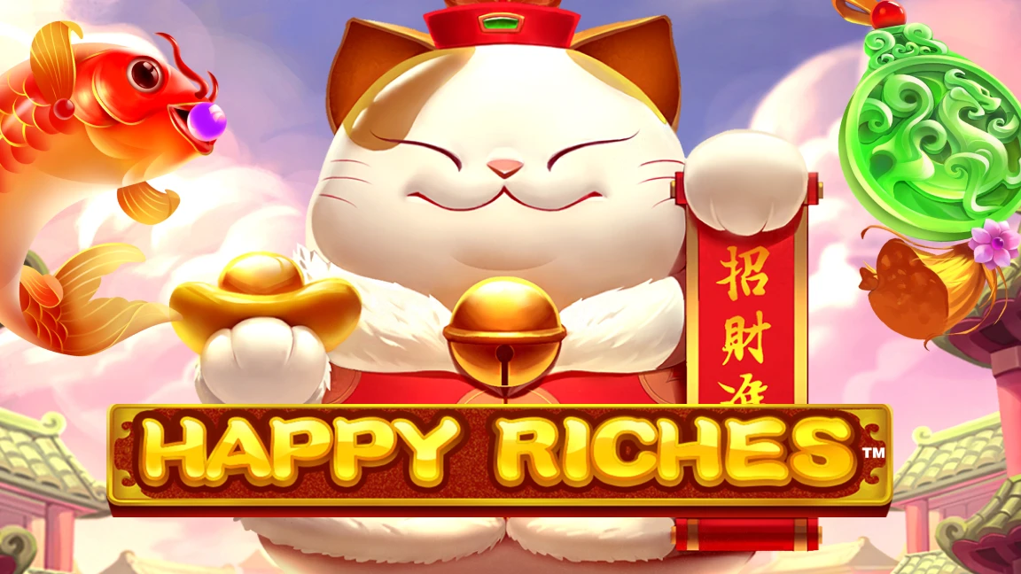 The promotional header for Happy Riches, an online slot game on Betty.ca.
