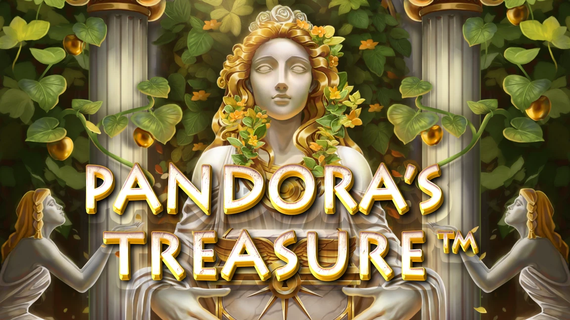 The promotional header for Pandora’s Treasure, an online slot game on Betty.ca.