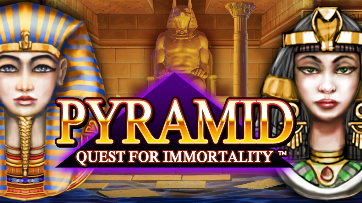 The promotional header for Pyramid: Quest for Immortality™, an online slot game on Betty.ca.