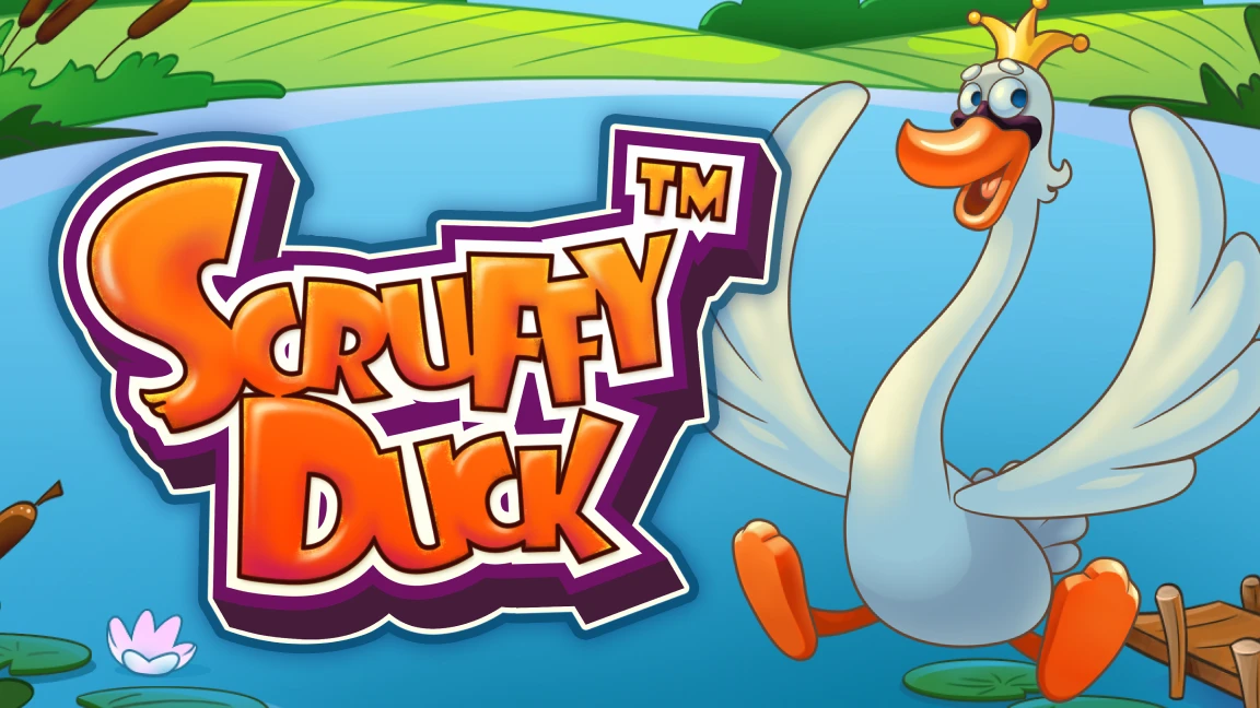 The promotional header for Scruffy Duck™, an online slot game on Betty.ca.
