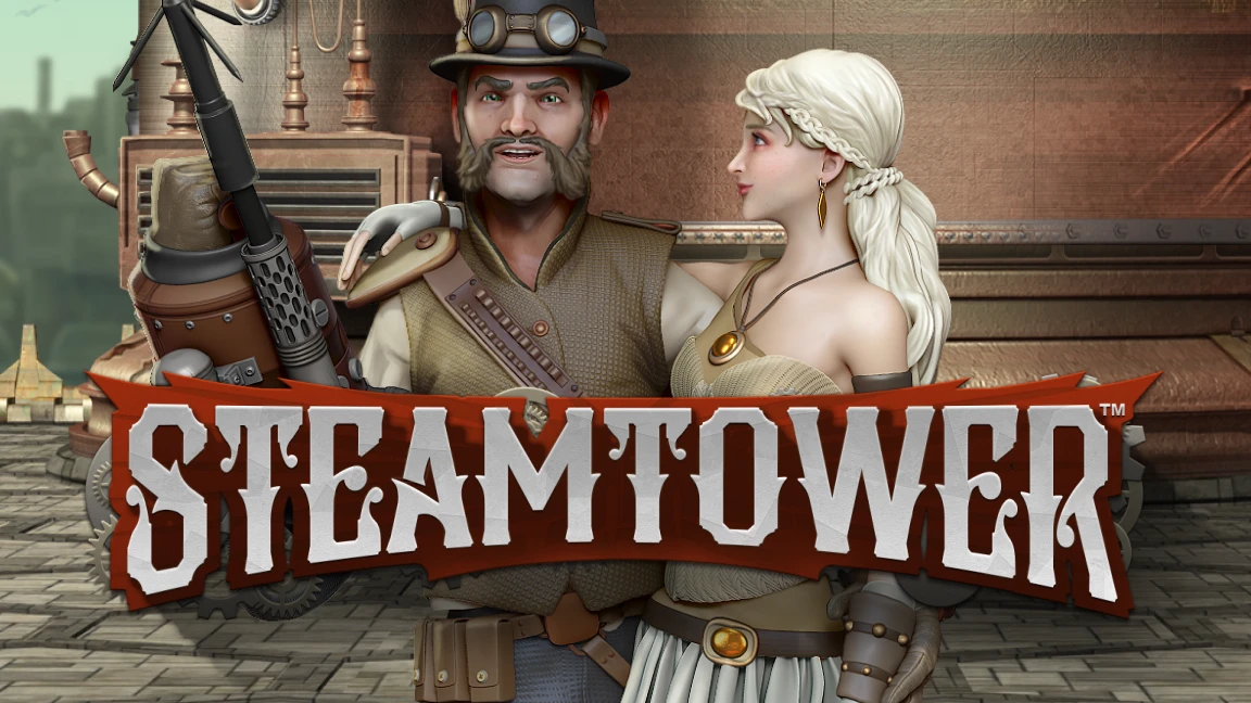 The promotional header for Steam Tower™, an online slot game on Betty.ca.