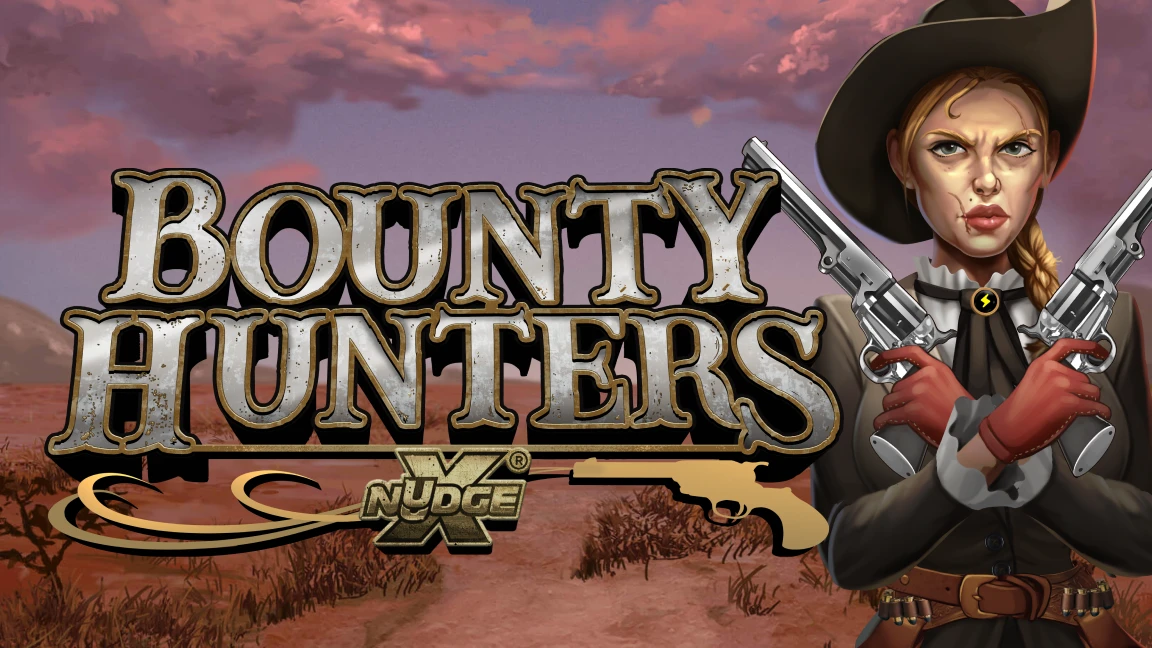 The promotional header for Bounty Hunters xNudge, an online slot game on Betty.ca.