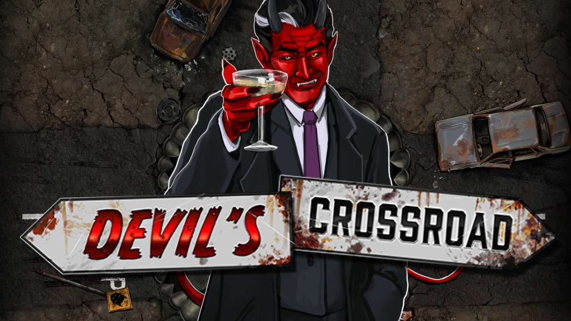 The promotional header for Devil's Crossroad, an online slot game on Betty.ca.