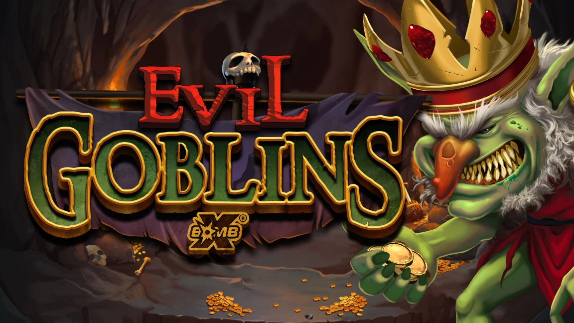 The promotional header for Evil Goblins xBomb, an online slot game on Betty.ca.