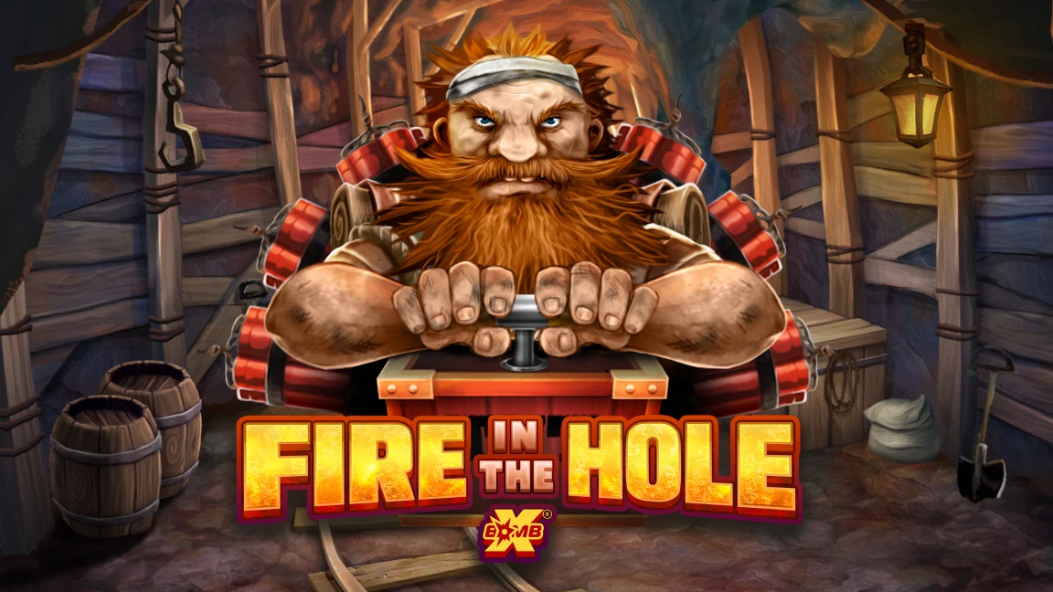 The promotional header for Fire in the hole xBomb, an online slot game on Betty.ca.
