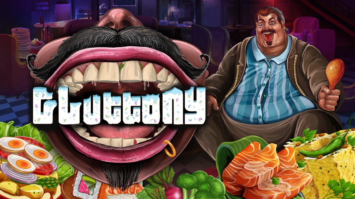 The promotional header for Gluttony, an online slot game on Betty.ca.