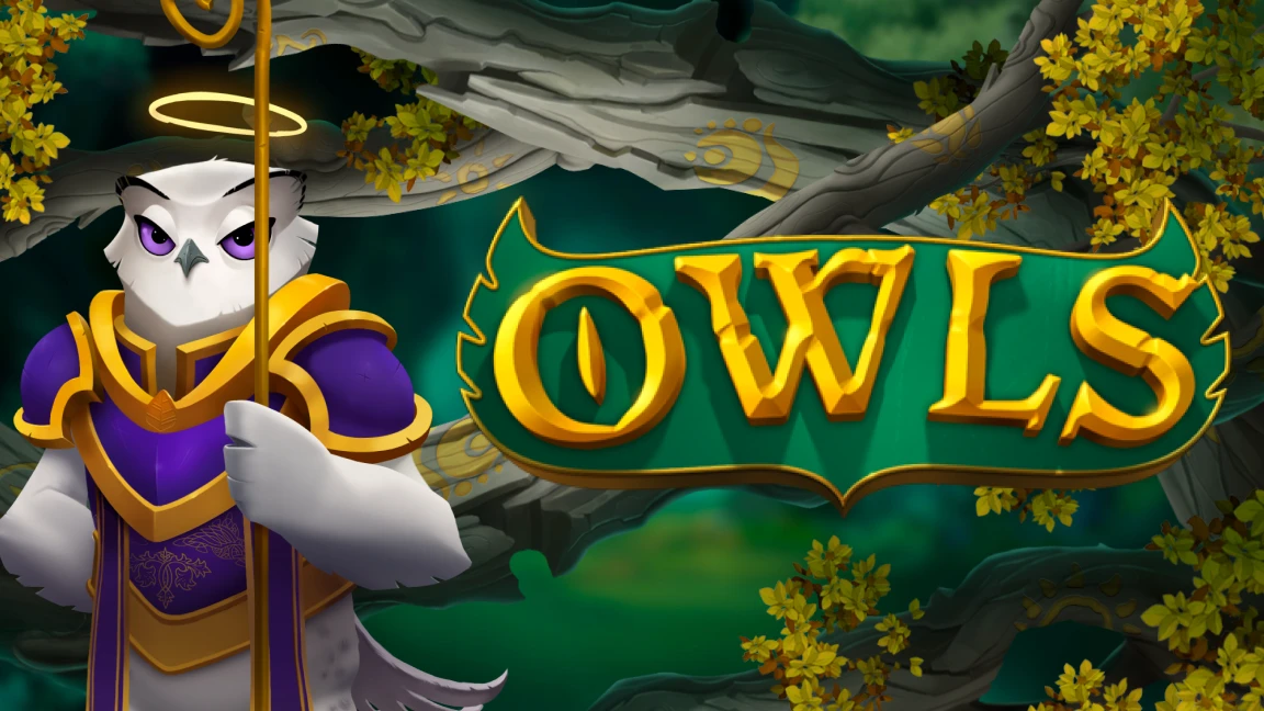 The promotional header for Owls, an online slot game on Betty.ca.
