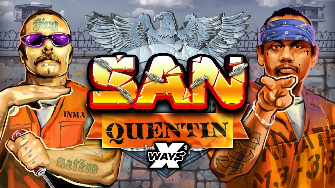 The promotional header for San Quentin xWays, an online slot game on Betty.ca.
