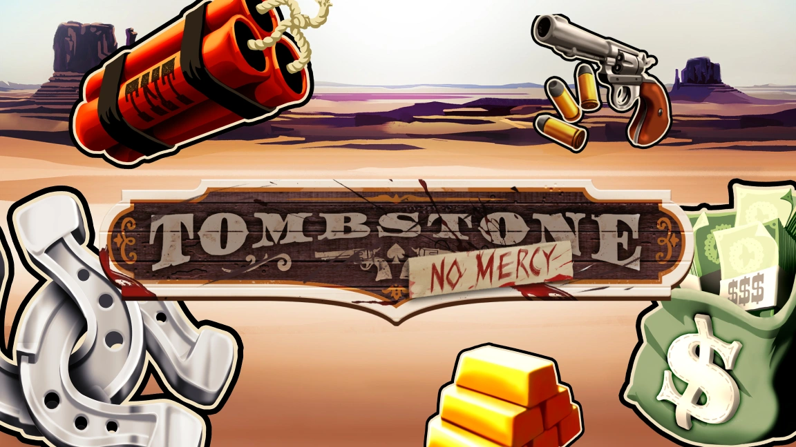 The promotional header for Tombstone No Mercy, an online slot game on Betty.ca.