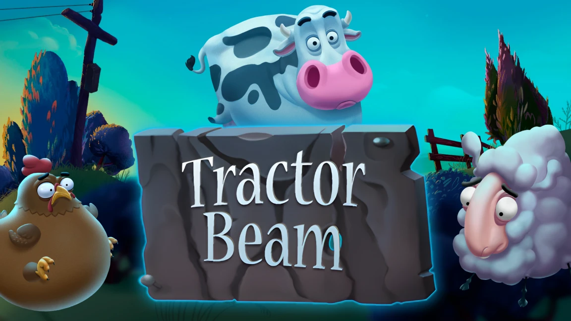 The promotional header for Tractor Beam, an online slot game on Betty.ca.