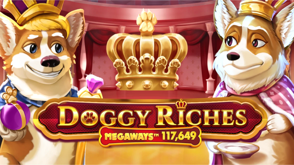 The promotional header for Doggy Riches Megaways, an online slot game on Betty.ca.
