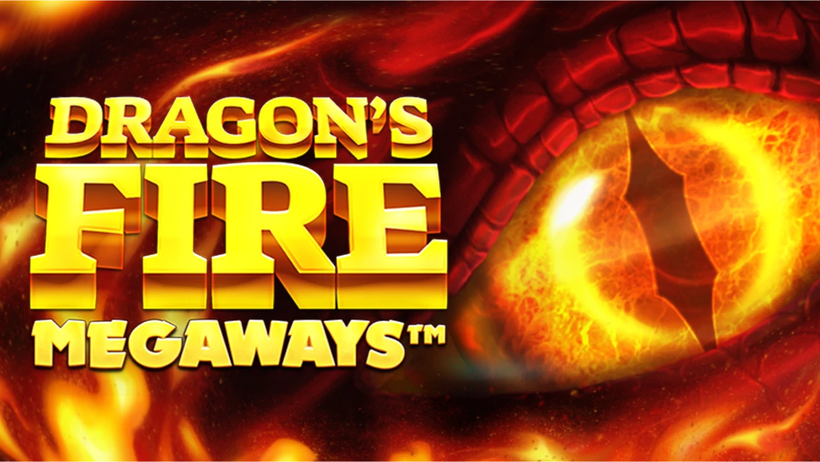 The promotional header for Dragon’s Fire Megaways, an online slot game on Betty.ca.
