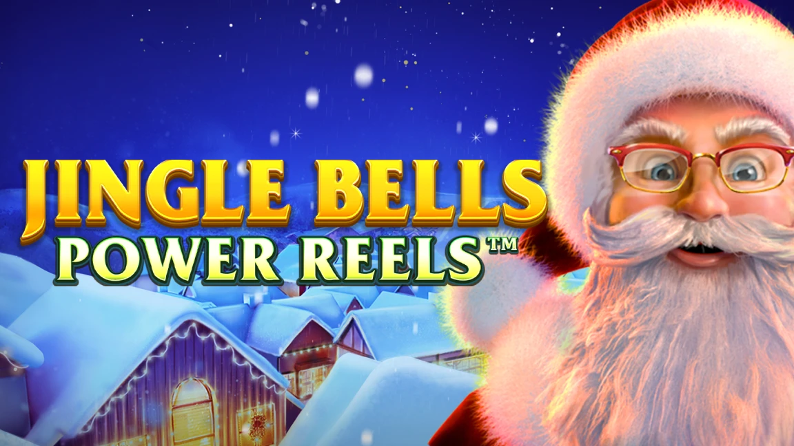 The promotional header for Jingle Bells Power Reels, an online slot game on Betty.ca.