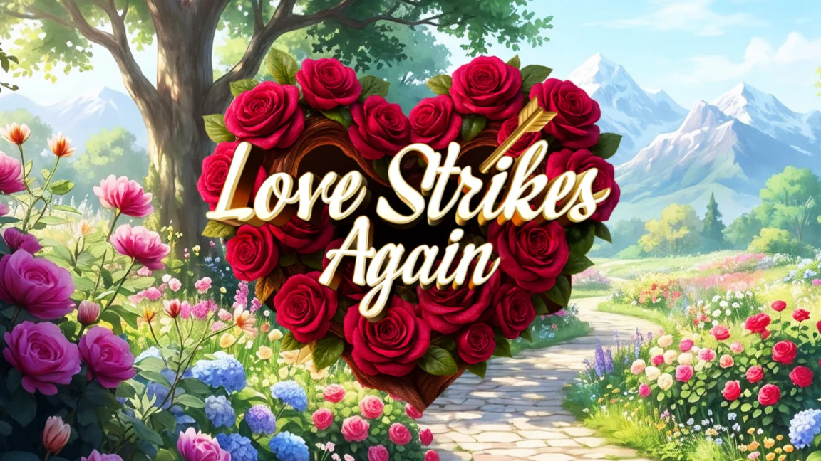 The promotional header for Love Strikes Again, an online slot game on Betty.ca.