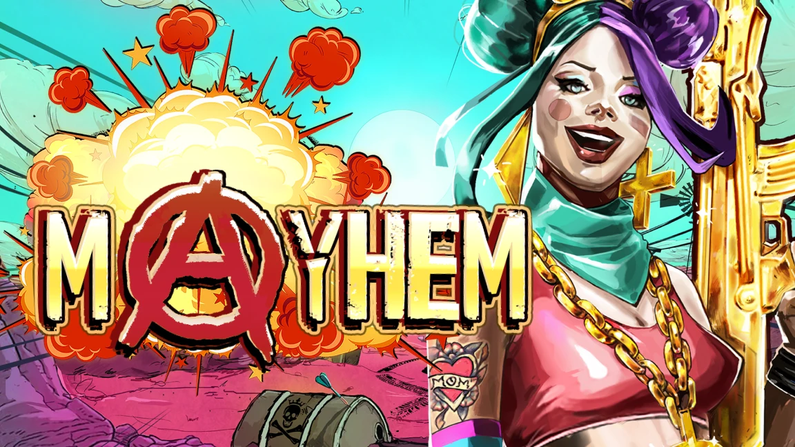 The promotional header for Mayhem, an online slot game on Betty.ca.