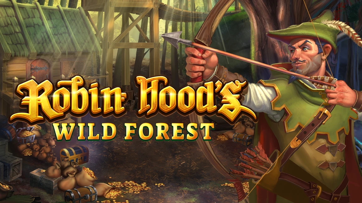 The promotional header for Robin Hood’s Wild Forest, an online slot game on Betty.ca.