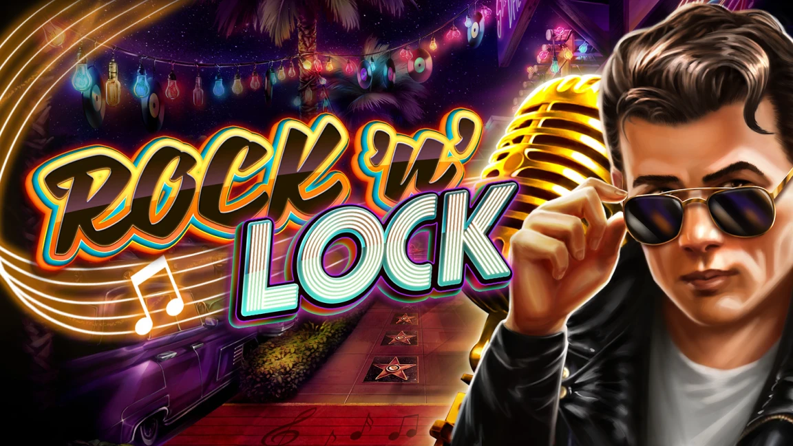 The promotional header for Rock'n'Lock, an online slot game on Betty.ca.