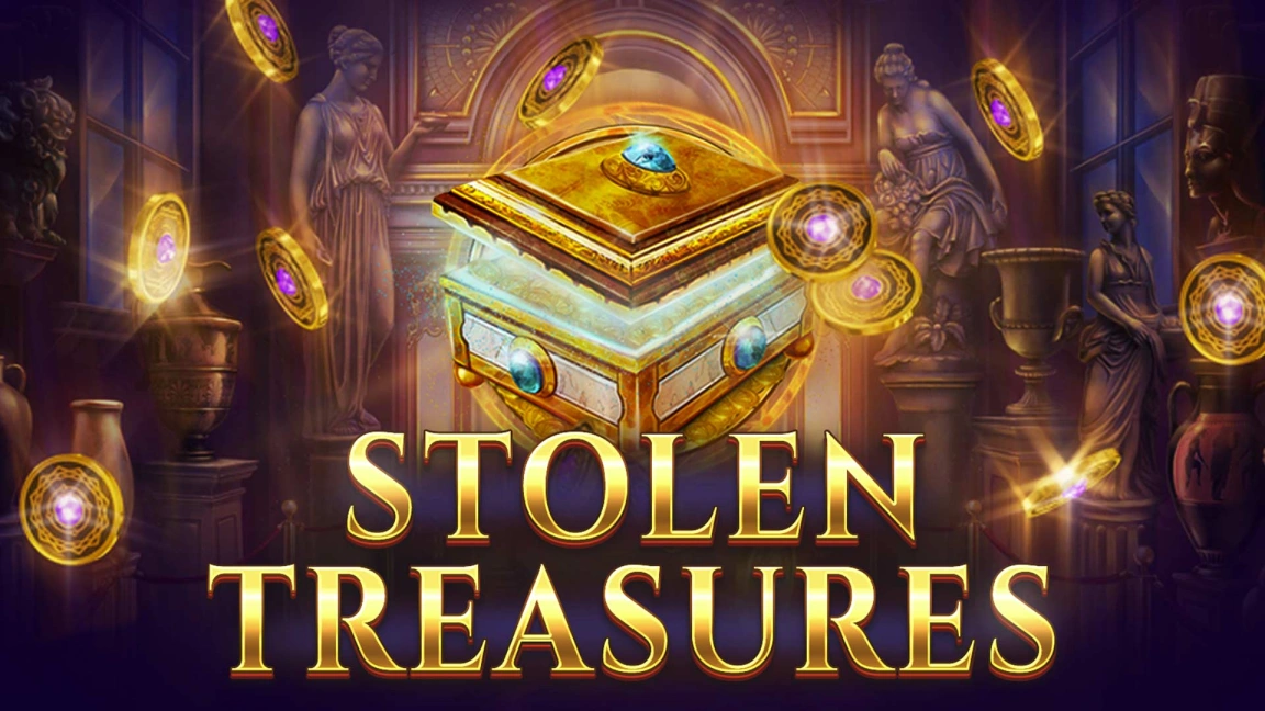 The promotional header for Stolen Treasures, an online slot game on Betty.ca.