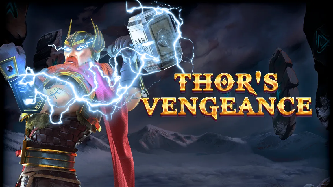 The promotional header for Thor's Vengance, an online slot game on Betty.ca.