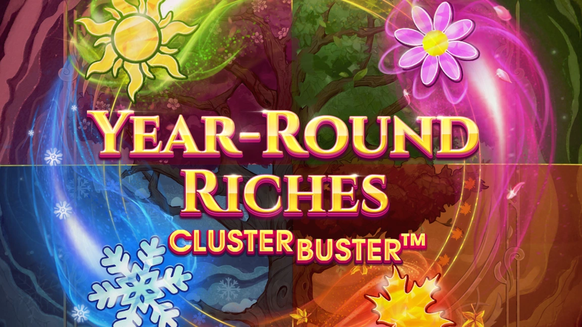 The promotional header for Year-Round Riches Clusterbuster™, an online slot game on Betty.ca.