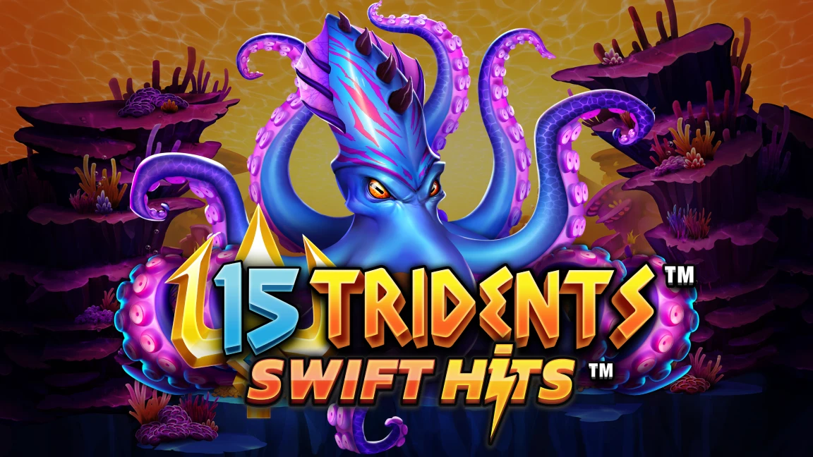 The promotional header for 15 Tridents™, an online slot game on Betty.ca.