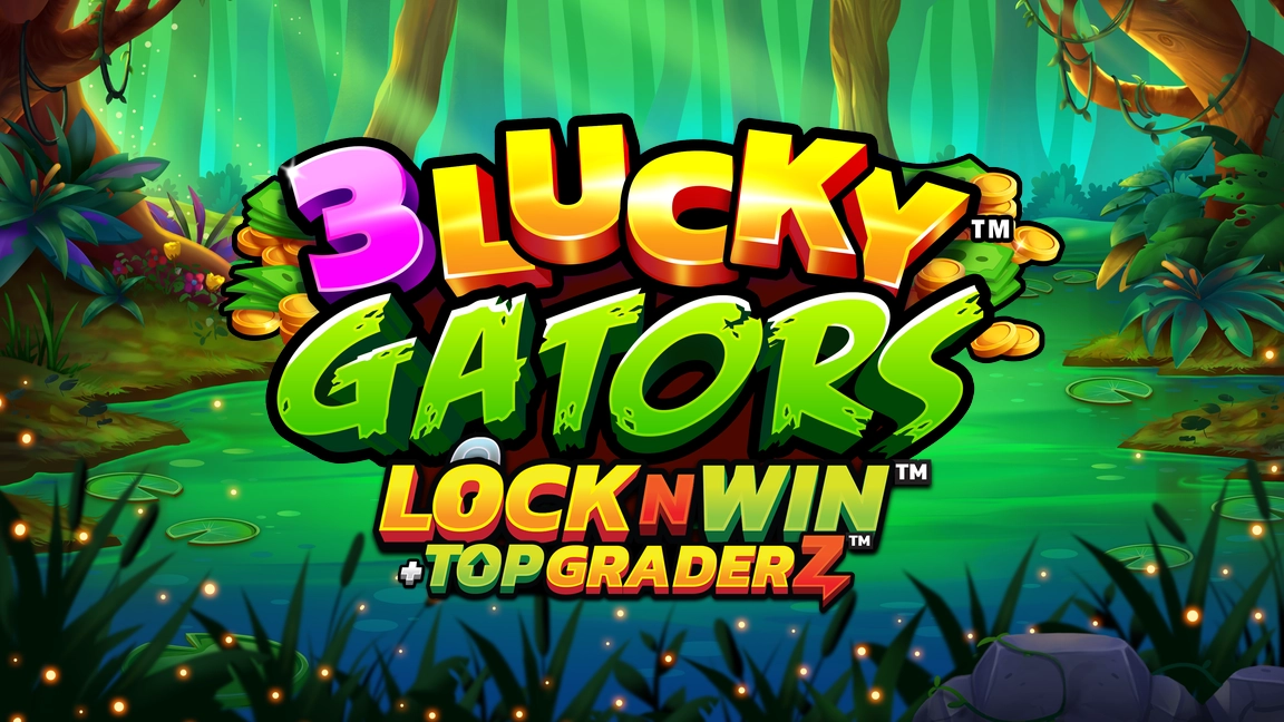 The promotional header for 3 Lucky Gators™, an online slot game on Betty.ca.
