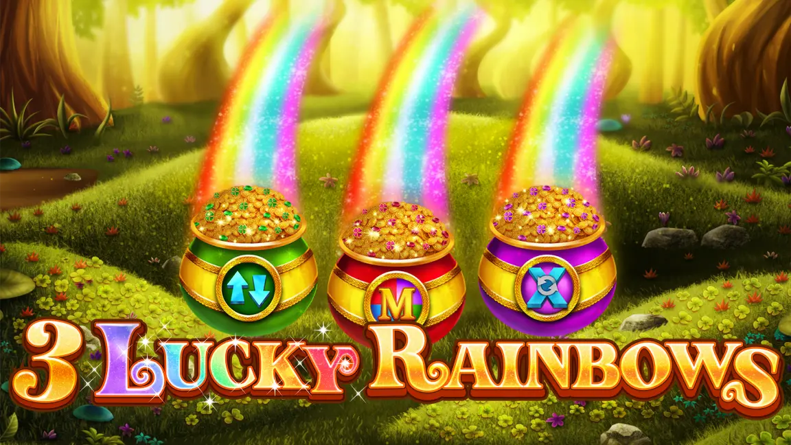 The promotional header for 3 Lucky Rainbows, an online slot game on Betty.ca.