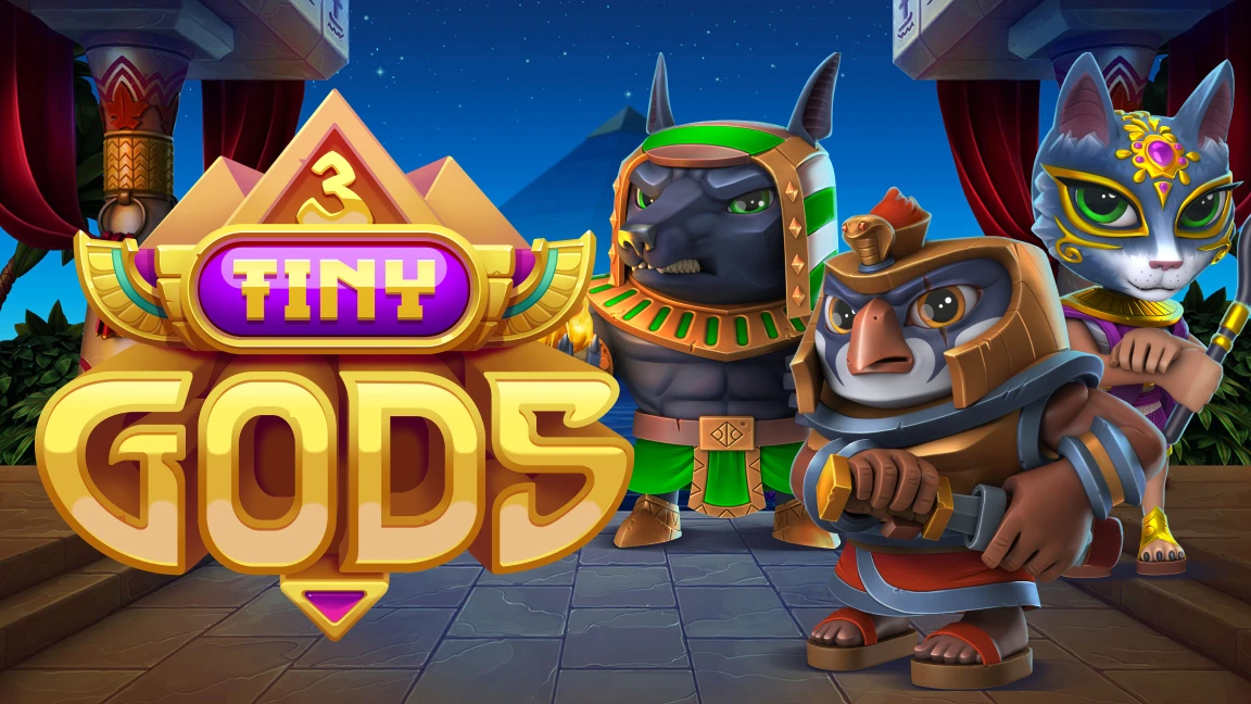 The promotional header for 3 Tiny Gods, an online slot game on Betty.ca.