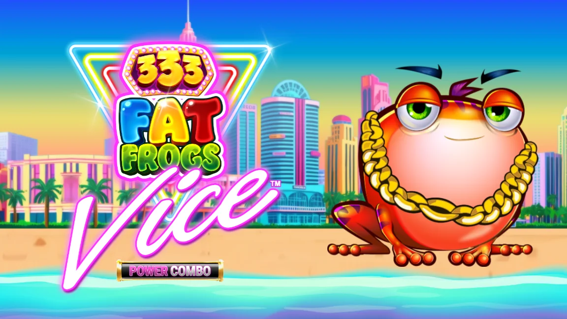 The promotional header for 333 Fat Frogs VICE POWER COMBO™, an online slot game on Betty.ca.